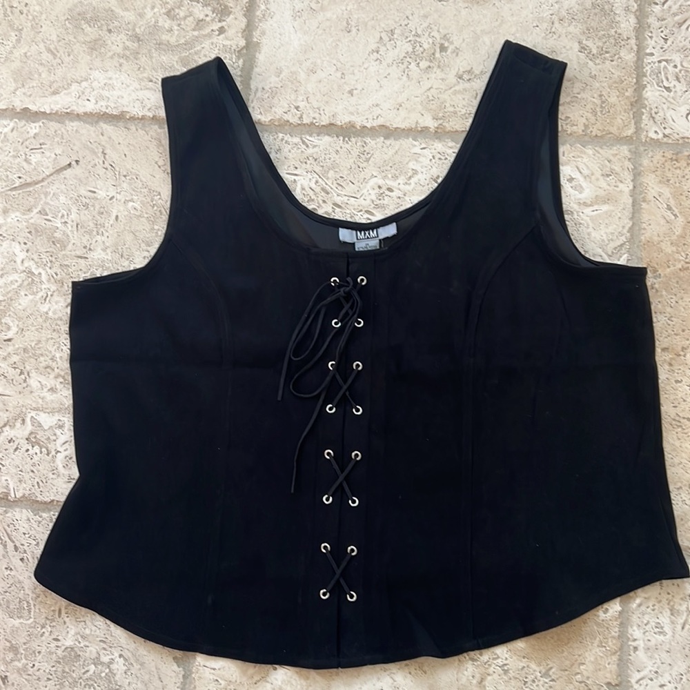 MXM corset style top, faux suede